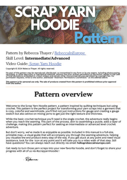 Scrap Yarn Crochet Quilted Hoodie Pattern - RebeccaInEurope