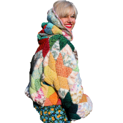 Scrap Yarn Crochet Quilted Hoodie
